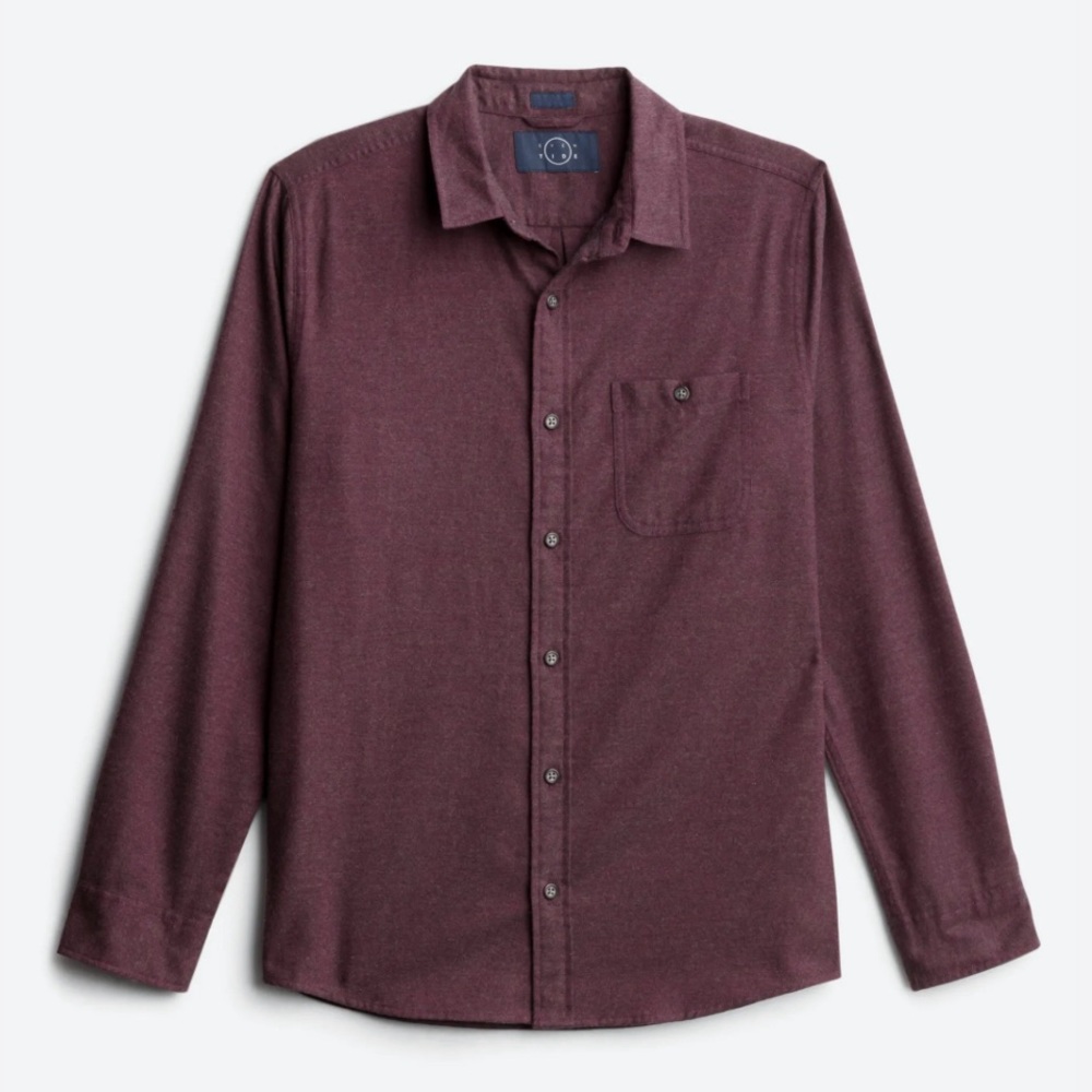 Even Tide Cashmere Blend Button Down - Size XL Regular Fit - Burgundy / Wine